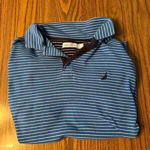 Nautica Men's Blue Striped Shirt